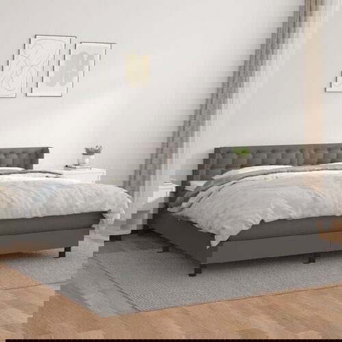 The Living Store Box spring postelja z vzmetnico siva 180x200 cm umetno usnje - Box Spring Postelja, (21515360) Slike