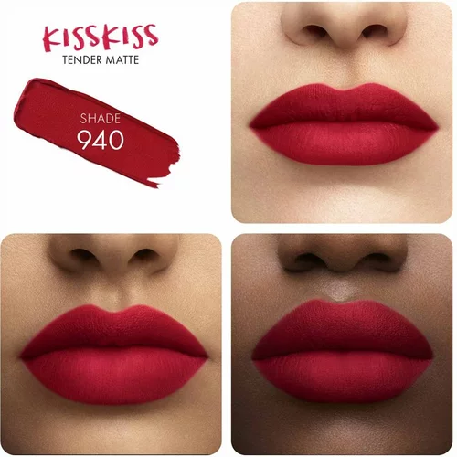 Guerlain KissKiss Tender Matte dugotrajni ruž za usne s mat efektom nijansa 940 My Rouge 3.5 g