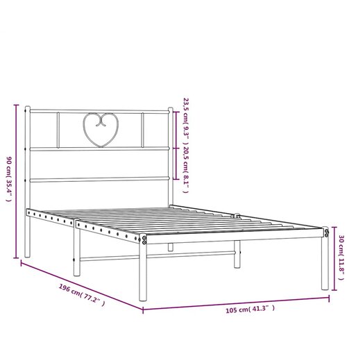  Metalni okvir za krevet s uzglavljem crni 100x190 cm Slike