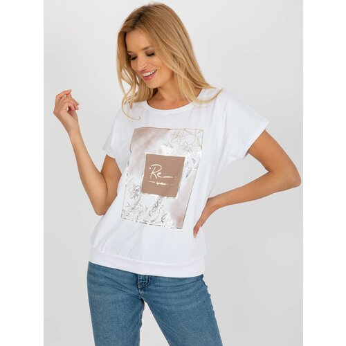 Fashion Hunters White lady's blouse with print RUE PARIS Slike