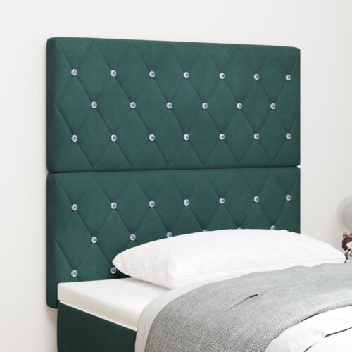  LED vzglavje z LED lučmi Diamantni Temno zelena 90 cm Žamet, (5000043858) Cene