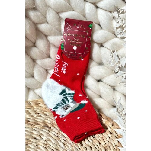 Aura.via Children&amp;#039;s Christmas Cotton Socks Red Slike