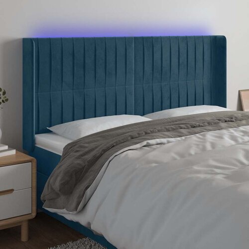  LED uzglavlje tamnoplavo 163x16x118/128 cm baršunasto Cene