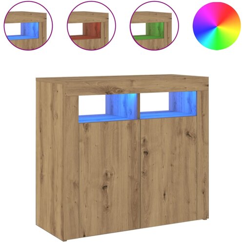 Maison Chic Komoda - Predalnik z LED lučkami artisan hrast 80x35x75 cm inženirski les, (21721815) Slike
