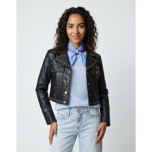 Michael Kors Usnjene jakne &amp;amp; Sintetične jakne STUDDED FX LEATHER JKT Črna Slike