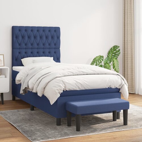The Living Store Box spring postelja z vzmetnico moder 90x190 cm blago - Box Spring Postelja, (21514909) Slike