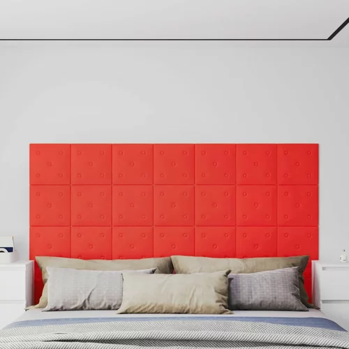  Zidne ploče od umjetne kože 12 kom crvene 30 x 30 cm 1,08 m²
