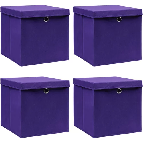 vidaXL škatle za shranjevanje s pokrovi 4 kosi vijolične 32x32x32 cm