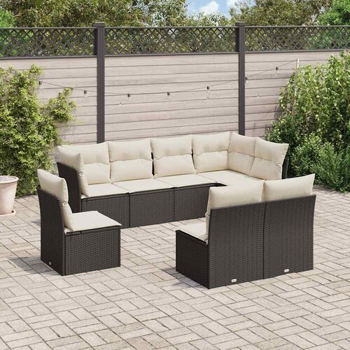  8-dijelni set vrtnih sofa od poliratana s jastucima crni Slike