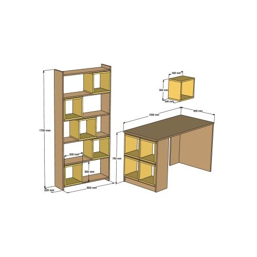 Hanah home Polica 120x75x65cm Bijelo-Plava Slike
