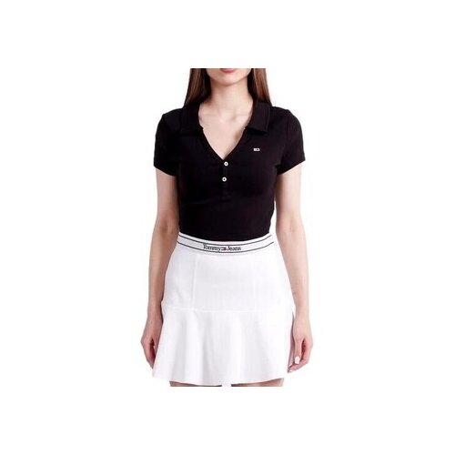 Tommy Jeans Majice s kratkimi rokavi POLO CUELLO EN V MUJER DW0DW15322 Črna Slike