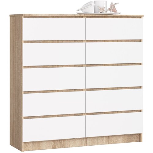 AKORD KOMODA K120 10SZ CLP PK DĄB SONOMA / BELO, (21702973) Slike