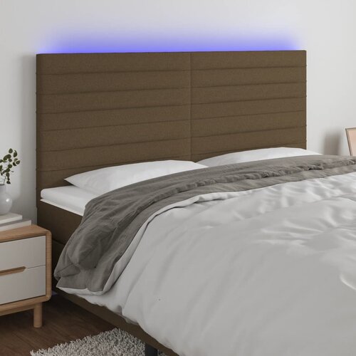  LED uzglavlje tamnosmeđe 180x5x118/128 cm od tkanine Cijene