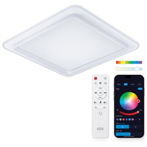 Ksix SmartLED Celeste stropna svjetiljka, 48,5x48,5x9 cm, zvučnik, RGBIC + CCT Slike
