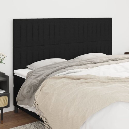 vidaXL Posteljno vzglavje 4 kosa črn 100x5x78/88 cm blago Cene