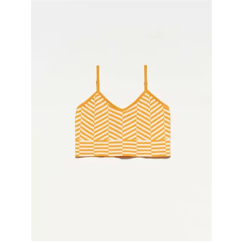 Dilvin 10184 Strap Knitwear Singlet Crop-orange