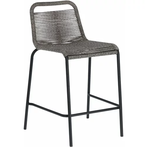 Kave Home siva barska stolica čelične konstrukcije Glenville, visina 62 cm