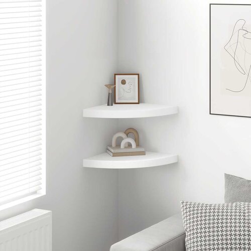  Plutajuće kutne police 2 kom Bijele 35x35x3,8 cm MDF Slike