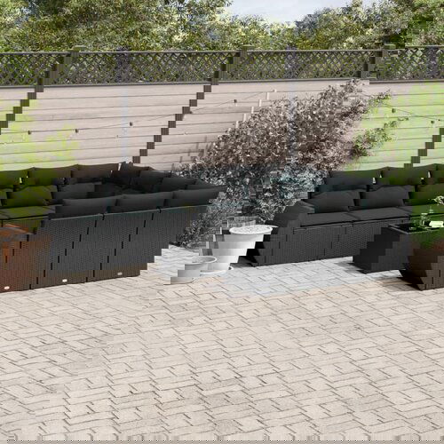 vidaXL 11-dijelni set vrtnih sofa od poliratana s jastucima crni Cijene