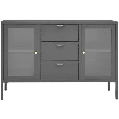 VidaXL Komoda antracit 105 x 35 x 70 cm od čelika i stakla Slike