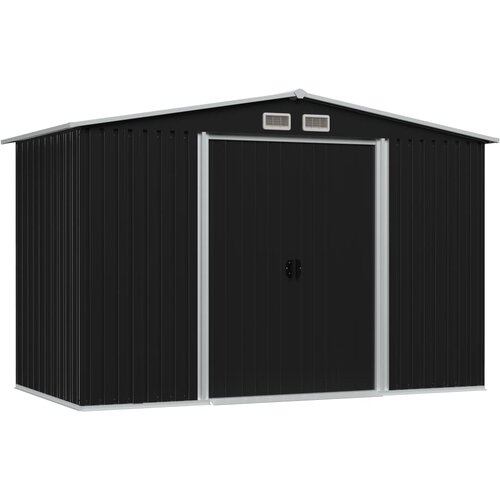 VidaXL Vrtna kućica za pohranu antracit čelična 257 x 205 x 178 cm Slike