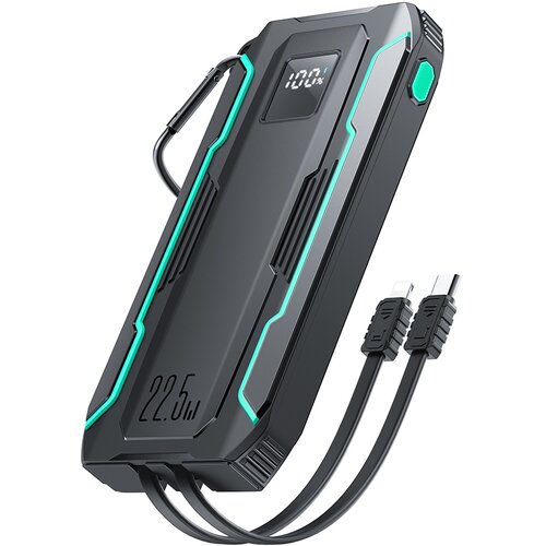 Joyroom Zunanji napajalnik 10000 mAh na terenu z vgrajenima kabloma USB-C in Lightning, črn, (21533794) Cene