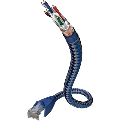 Inakustik 004803005 RJ45 omrežni kabel\, Patch kabel CAT 6 SF/UTP 0.50 m srebrno-modra z za&scaron;čitnim zapornim zatičem 1 kos, (20418508) Cene