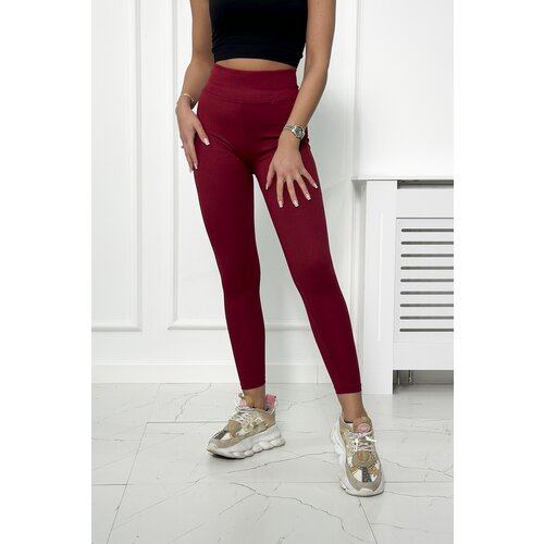 Kesi Striped leggings trousers in burgundy color Cijene