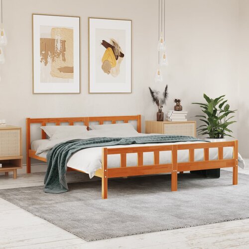 Furnova Posteljni okvir brez vzmetnice vo&amp;scaron;čeno rjav 160x200 cm borovina, (21941267) Slike