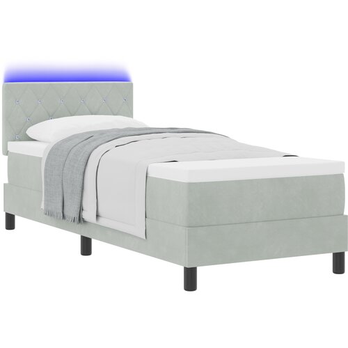 vidaXL Postelja z vzmetnico z vzglavjem Svetlo siva 80 x 200 cm Žamet Cene