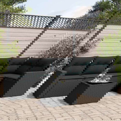 vidaXL 6-dijelni set vrtnih sofa s jastucima crni od poliratana Cijene
