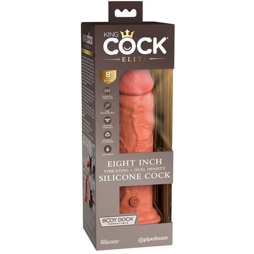 King Cock Elite 8 - realistični vibrator s vakuumom 20 cm (tamno prirodni) Slike