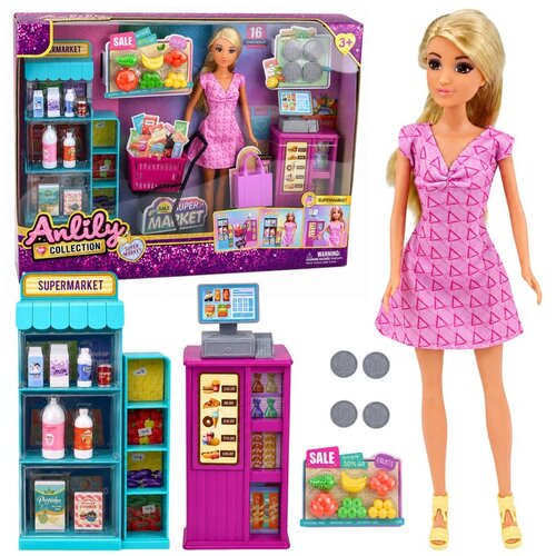 Anlily lutka u supermarketu, blagajna, pribor, set za kolica Slike