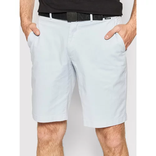 Calvin Klein Kratke hlače iz tkanine Garment Dye Belted K10K109443 Modra Slim Fit