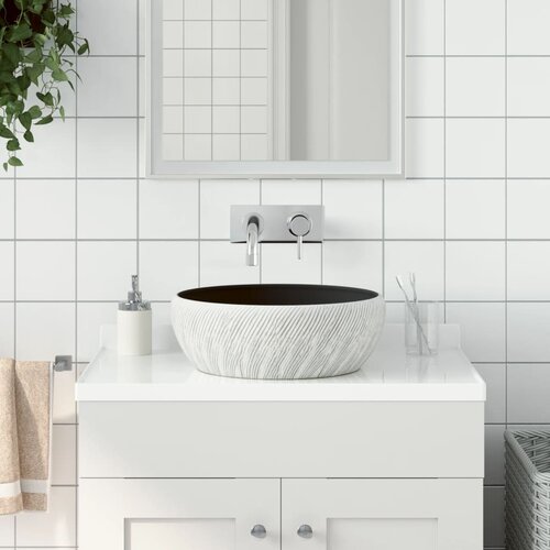VidaXL Nadgradni umivaonik crno-sivi okrugli &amp;Phi; 41 x 14 cm keramički Slike