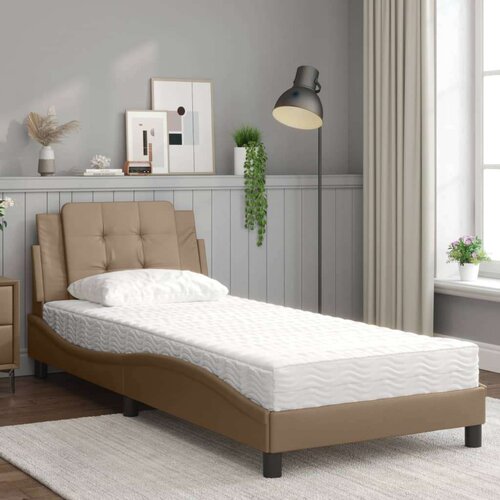  Krevet s madracem boja cappuccina 90 x 200 cm od umjetne kože Slike