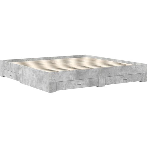  Krevetna konstrukcija s ladicama Betonski sivi 200 x 200 cm Slike
