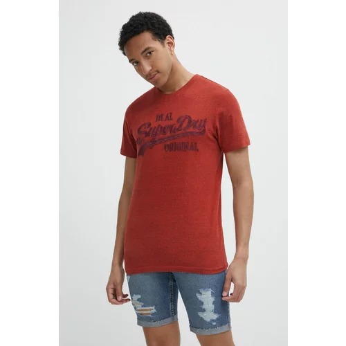 Superdry Bombažna kratka majica moški, rdeča barva