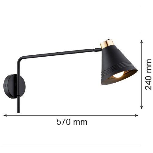  Argon 8009 - Zidna lampa AVALONE 1xE27/15W/230V 57 cm crna/zlatna Slike