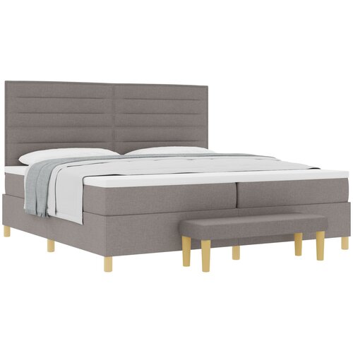 vidaXL Okvir za krevet s madracem i klupicom smeđesive 200x200 cm tkanina Cijene
