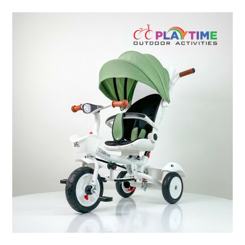 Playtime Tricikl Guralica 444 sa mekanim sedištem i točkovima od pune gume zeleni Cene