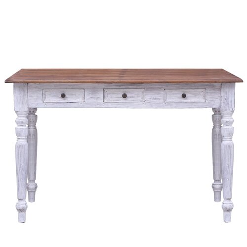  Radni stol s ladicama bijeli 117 x 57 x 75 cm masivni mahagonij Slike