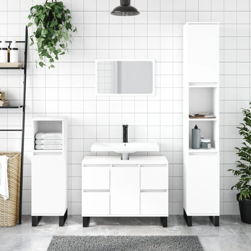 VidaXL Kopalni&amp;scaron;ka omarica bela 80x33x60 cm inženirski les Slike