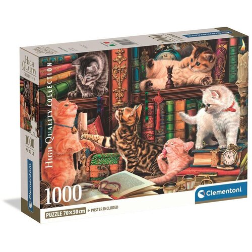 Clementoni Radovedne mačke HQC 1000 delni puzzle s plakatom - Slike