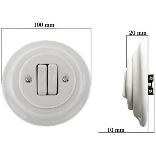  Reblig - Beli porcelanski retro dvostruki prekidač sa ramom br. 5 Slike