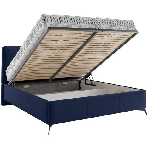 CARRYHOME OBLAZINJENA POSTELJA 180 cm x 200 cm , tekstil temno modra Slike
