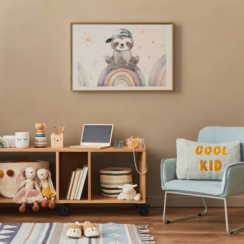  Plakat - Little Animal Among Stars and Rainbows 30x21 Zlatni okvir s margom Slike