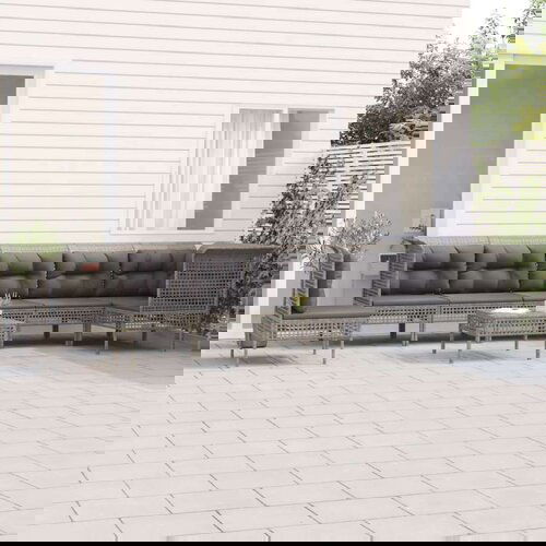  8-dijelna vrtna garnitura od poliratana s jastucima siva Cijene