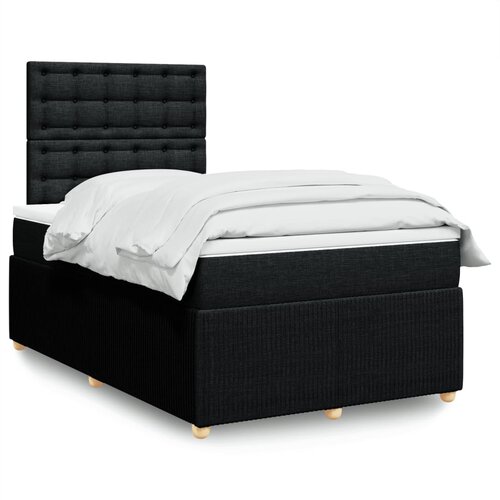 vidaXL Box spring postelja z vzmetnico črn 120x200 cm blago Cene