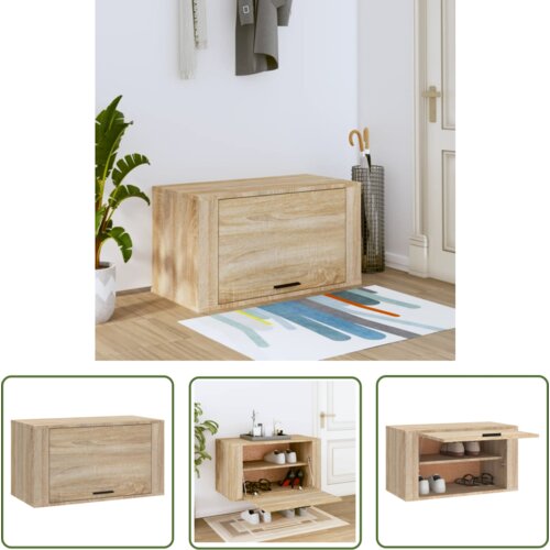 The Living Store Stenska omarica za čevlje sonoma hrast 70x35x38 cm inžen. les - Stenska Omarica Za Čevlje, (21744676) Cene
